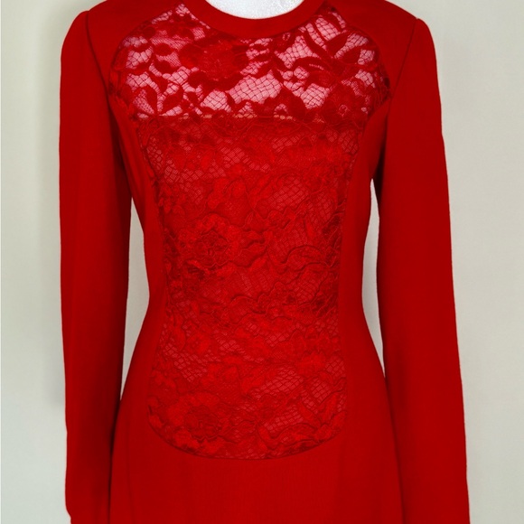 VTG ~ Peggy Jennings ~ Couture Red Dress with Lace - Picture 4 of 9